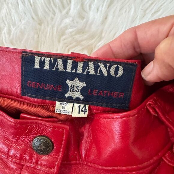 Milano Women’s Vintage Bold Red Leather Dress Pants Size 14 High Rise - Picture 5 of 12